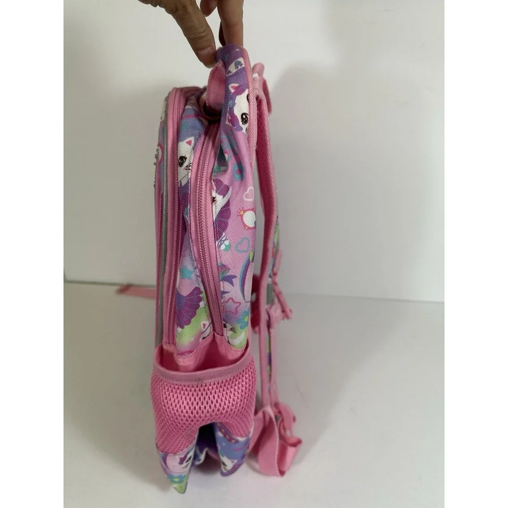 KLFVB Pink Flip Sequins White Kitten Kitty Cat Backpack 16